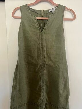 Tommy Bahama Pandora Olive Linen Blend Sleeveless Shift Mini Dress XXS